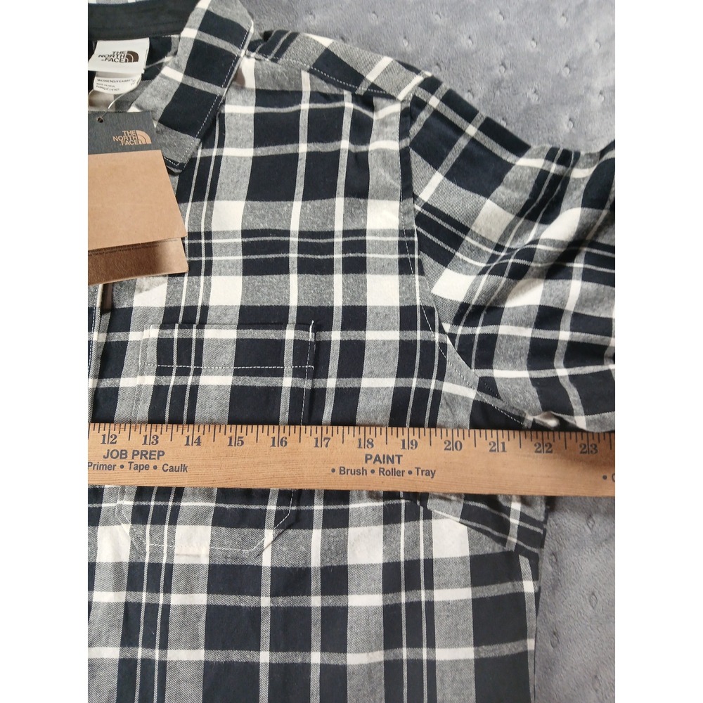 The North Face Womens Black White Plaid Long Sleeve Button Down Flannel Shirt XL - Picture 4 of 5